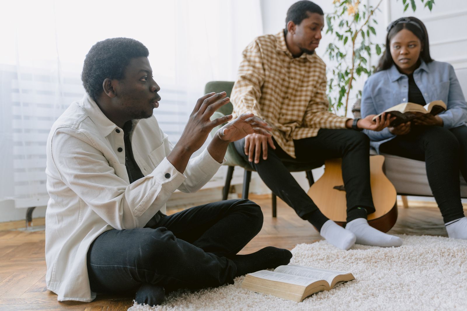 Friends studying the Bible together